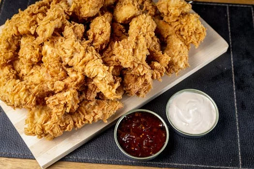 crispy fried chicken tenders with dipping sauce