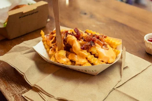 loaded cheese fries with bacon and scallions